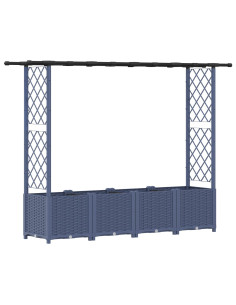Letto Rialzato con Griglia e Tetto Grigio 203 x 40 x 138 cm PP 2