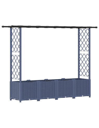 Letto Rialzato con Griglia e Tetto Grigio 203 x 40 x 138 cm PP