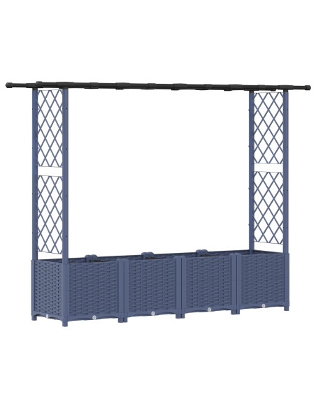 Letto Rialzato con Griglia e Tetto Grigio 203 x 40 x 138 cm PP