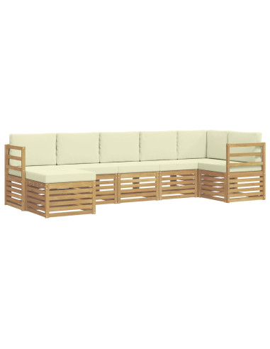 Set di divani da esterno 7 pcs Bianco e Crema