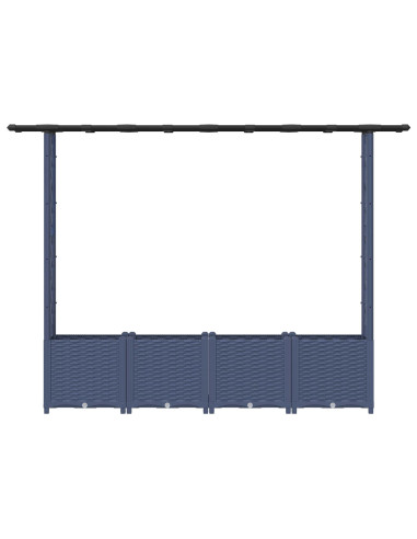 Letto Rialzato con Griglia e Tetto Grigio 203 x 40 x 138 cm PP