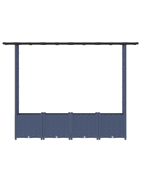 Letto Rialzato con Griglia e Tetto Grigio 203 x 40 x 138 cm PP