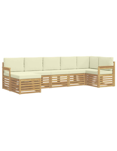 Set di divani da esterno 7 pcs Bianco e Crema