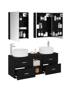 Set di mobili per il bagno 5 pcs Rovere Nero 2