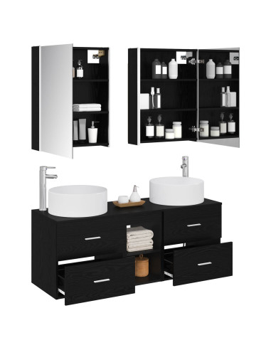 Set di mobili per il bagno 5 pcs Rovere Nero