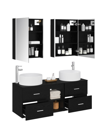 Set di mobili per il bagno 5 pcs Rovere Nero