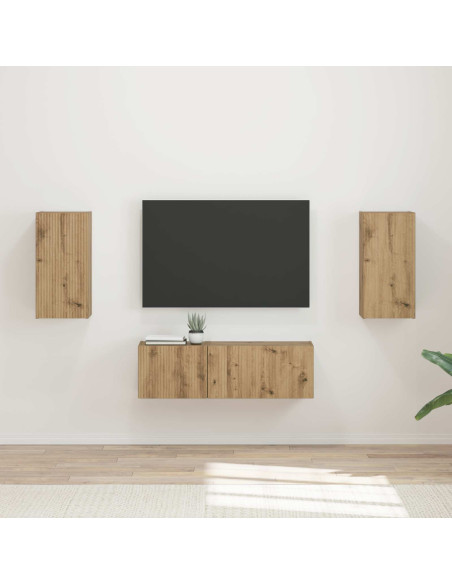 Set di Mobiletto da TV a Parete 4 pcs Rovere artigianale