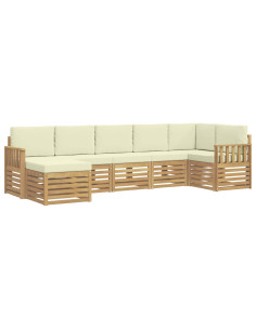 Set di divani da esterno 7 pcs Bianco e Crema 2