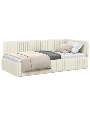 Cornice del letto ad angolo Crema 100 cm x 200 cm Velluto