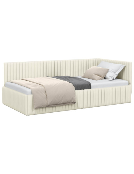 Cornice del letto ad angolo Crema 100 cm x 200 cm Velluto