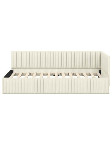 Cornice del letto ad angolo Crema 100 cm x 200 cm Velluto