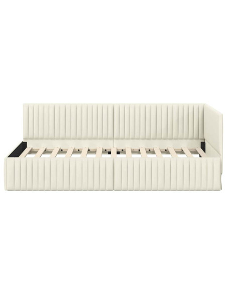 Cornice del letto ad angolo Crema 100 cm x 200 cm Velluto
