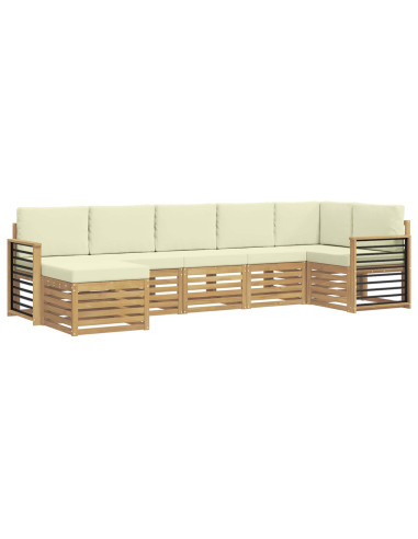 Set di divani da esterno 7 pcs Bianco e Crema