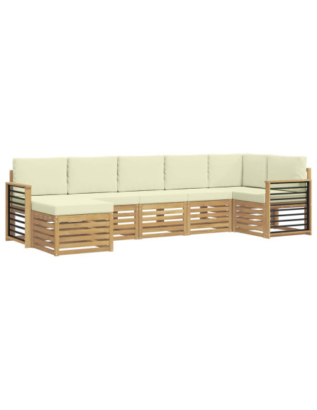 Set di divani da esterno 7 pcs Bianco e Crema