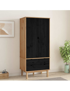 Guardaroba OTTA Nero 76,5 x 53 x 172 cm Legno Massello di Pino