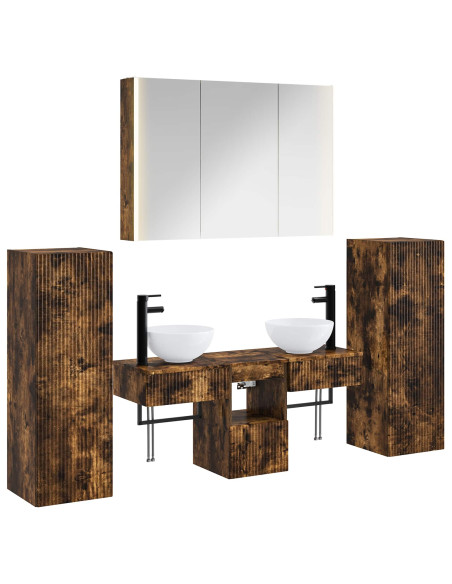 Set di mobili per il bagno 6 pcs Rovere Fumo