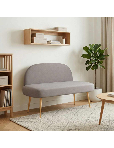 Panchina imbottita con schienale Tortora 110 x 60 x 76 cm
