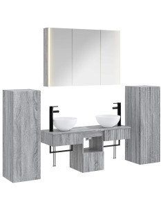 Set di mobili per il bagno 6 pcs Sonoma grigio