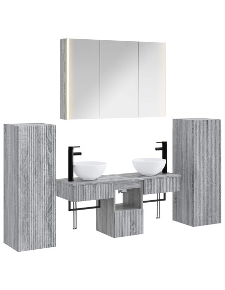 Set di mobili per il bagno 6 pcs Sonoma grigio