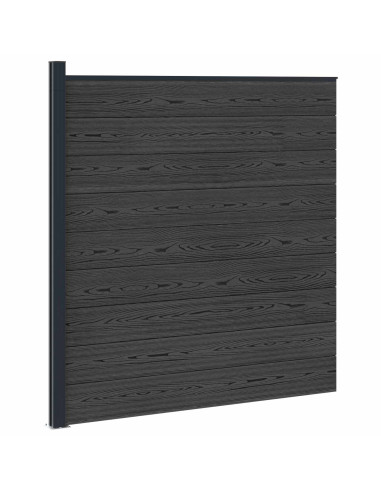 Pannello di Recinzione WPC e Alluminio Nero