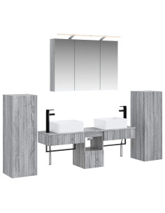 Set di mobili per il bagno 6 pcs Sonoma grigio