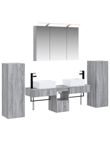 Set di mobili per il bagno 6 pcs Sonoma grigio