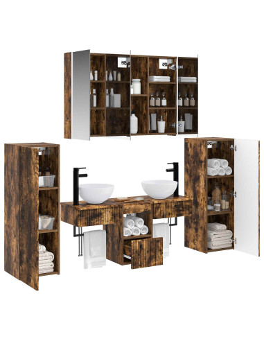 Set di mobili per il bagno 6 pcs Rovere Fumo