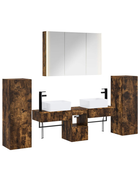 Set di mobili per il bagno 6 pcs Rovere Fumo