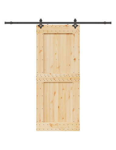 Porta scorrevole NARVIK Naturale e Nero 95 x 210 cm (213,5 cm)