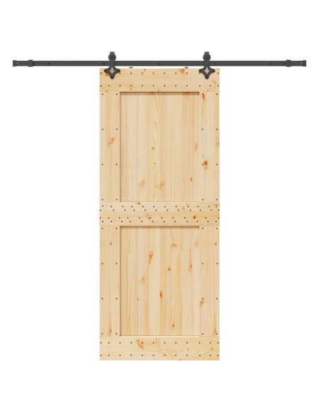 Porta scorrevole NARVIK Naturale e Nero 95 x 210 cm (213,5 cm)