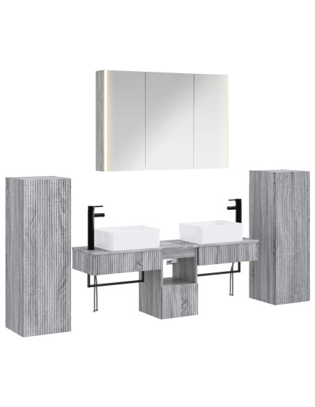 Set di mobili per il bagno 6 pcs Sonoma grigio
