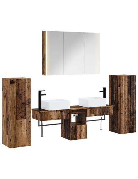 Set di mobili per il bagno 6 pcs Legno antico