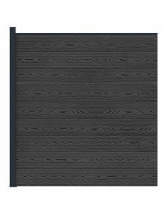 Pannello di Recinzione WPC e Alluminio Nero 2
