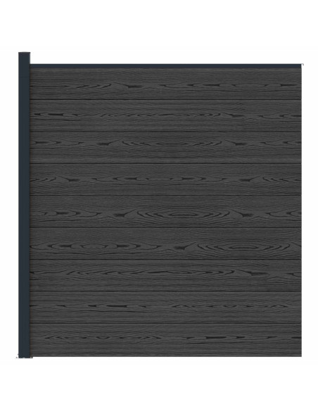 Pannello di Recinzione WPC e Alluminio Nero