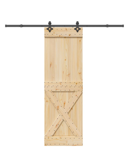 Porta scorrevole NARVIK Naturale e Nero 70 x 210 cm (213,5 cm)