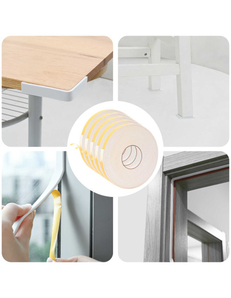 Nastro adesivo in schiuma 5 pcs Bianco 15mm x 10m Schiuma CR