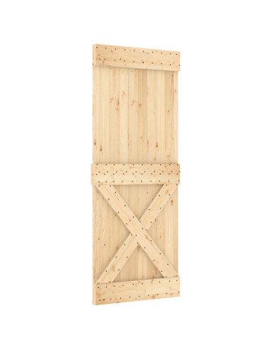 Porta scorrevole NARVIK Naturale e Nero 80 x 210 cm (213,5 cm)