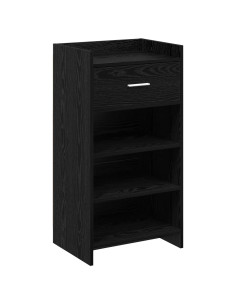 Mobile per scarpe con cassetto Rovere Nero 48 x 36 x 92 cm