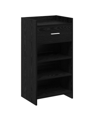 Mobile per scarpe con cassetto Rovere Nero 48 x 36 x 92 cm