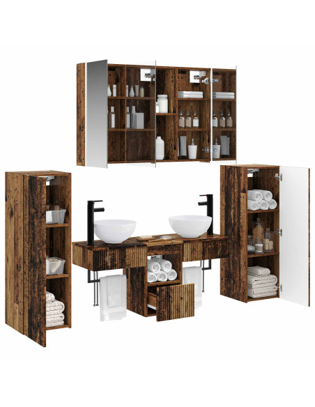 Set di mobili per il bagno 6 pcs Legno antico