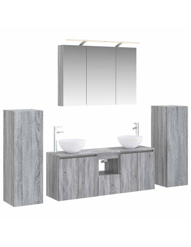 Set di mobili per il bagno 6 pcs Sonoma grigio