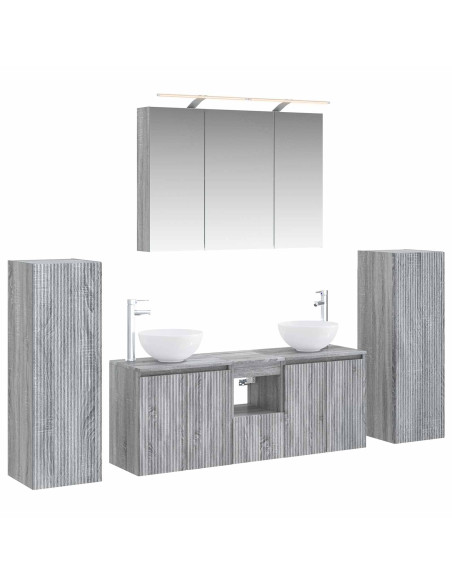 Set di mobili per il bagno 6 pcs Sonoma grigio