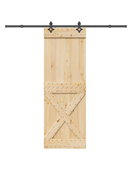 Porta scorrevole NARVIK Naturale e Nero 80 x 210 cm (213,5 cm)