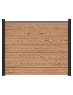 Pannello di Recinzione WPC e Alluminio Marrone 2