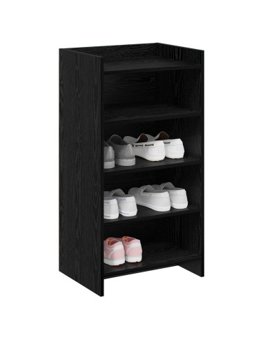 Mobile per scarpe con archiviazione Rovere Nero 48 x 36 x 92 cm