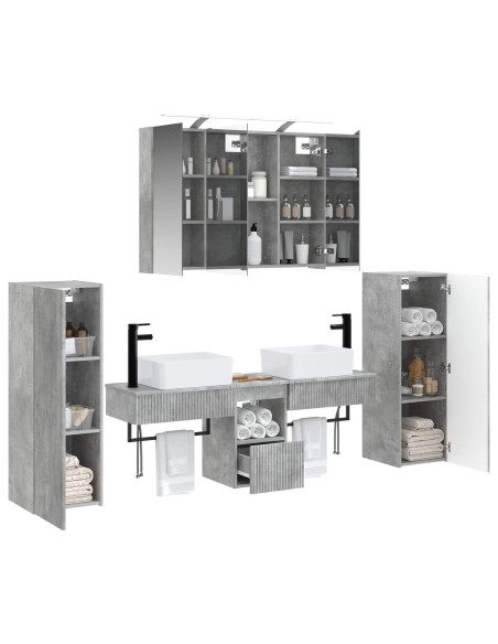 Set di mobili per il bagno 6 pcs Grigio Cemento