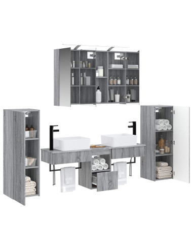 Set di mobili per il bagno 6 pcs Sonoma grigio