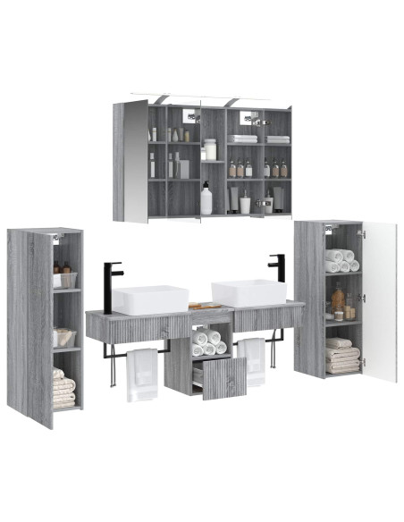 Set di mobili per il bagno 6 pcs Sonoma grigio