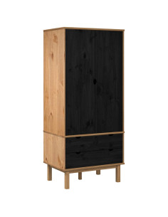 Guardaroba OTTA Nero 76,5 x 53 x 172 cm Legno Massello di Pino 2