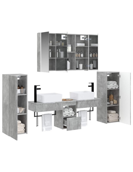 Set di mobili per il bagno 6 pcs Grigio Cemento